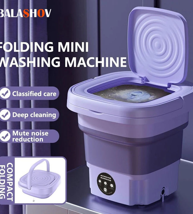 8L Portable Small Foldable Washing Machine with Spin Dryer For Socks Underwear Panties Washer Household Mini Washing Machine