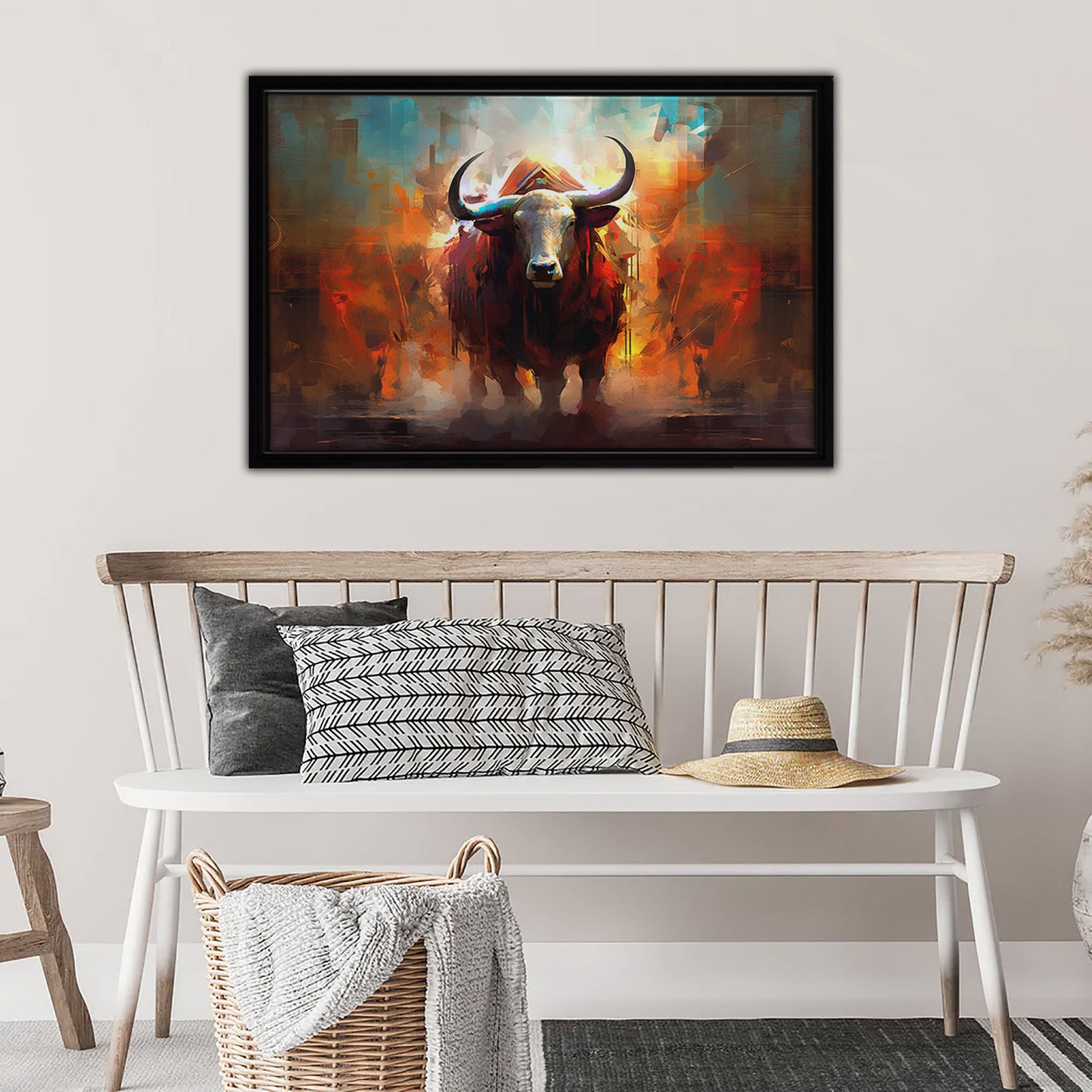 Abstract Bull Framed Canvas