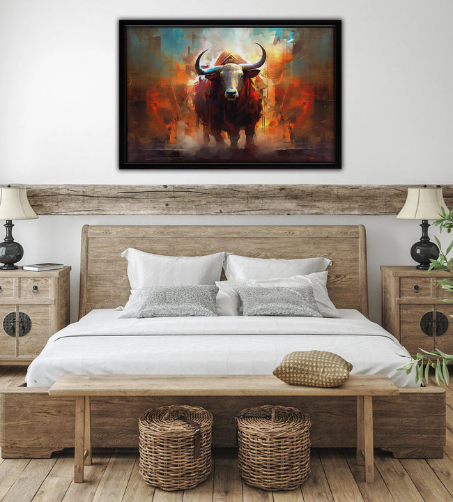 Abstract Bull Framed Canvas