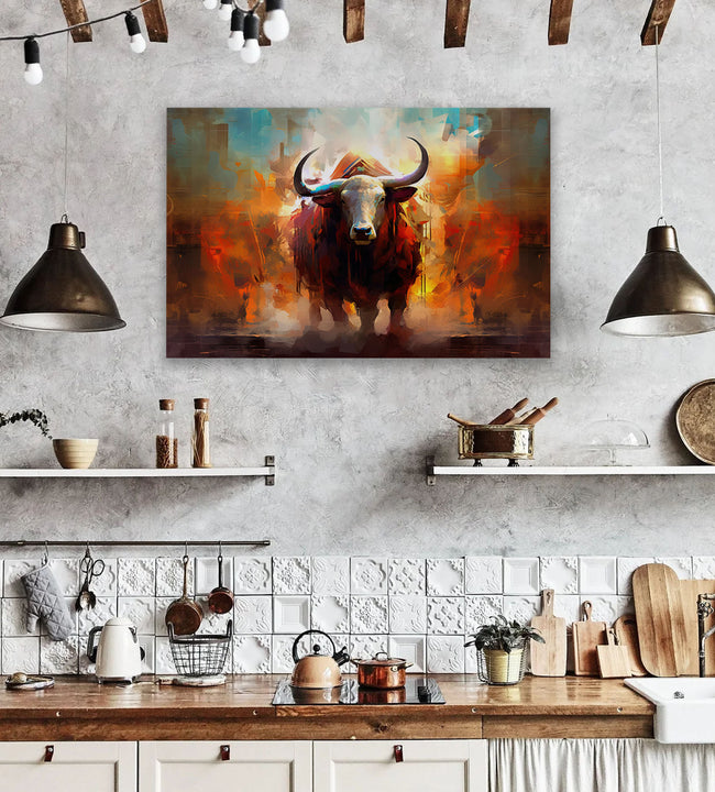 Abstract Bull Canvas Art