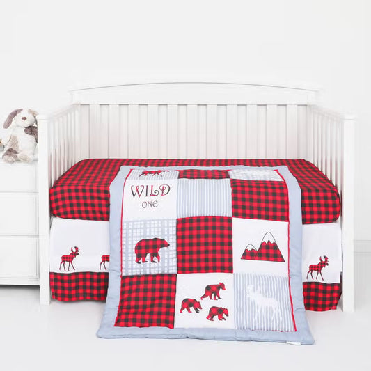 Buffalo Plaid Red Crib Bedding Set