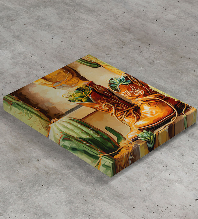 Boots and Cactus Canvas Art