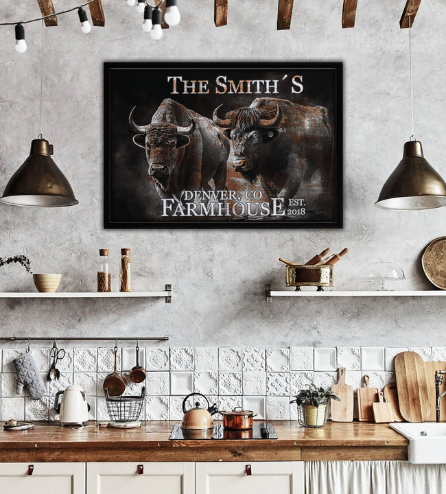 Buffalo Farm Framed Canvas