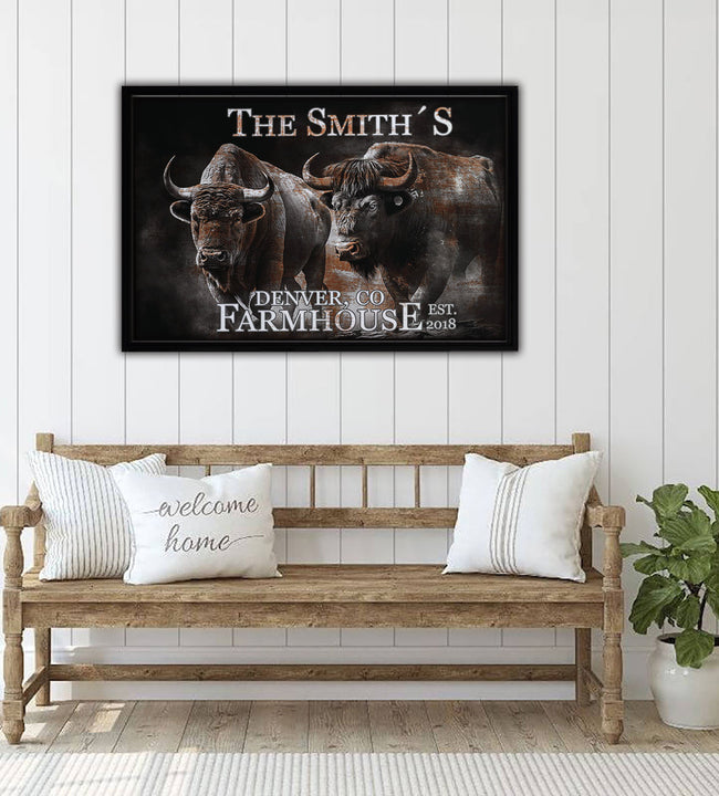 Buffalo Farm Framed Canvas