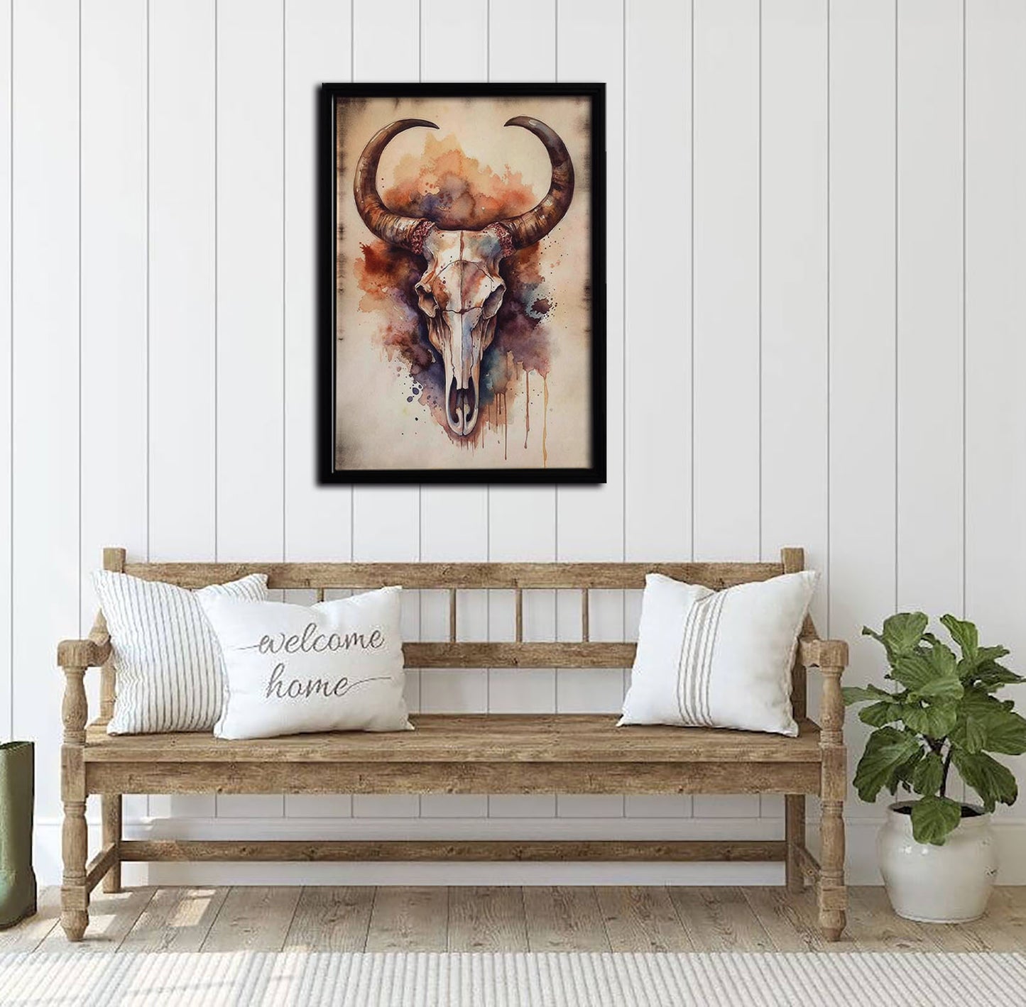 Bull Skull Framed Canvas