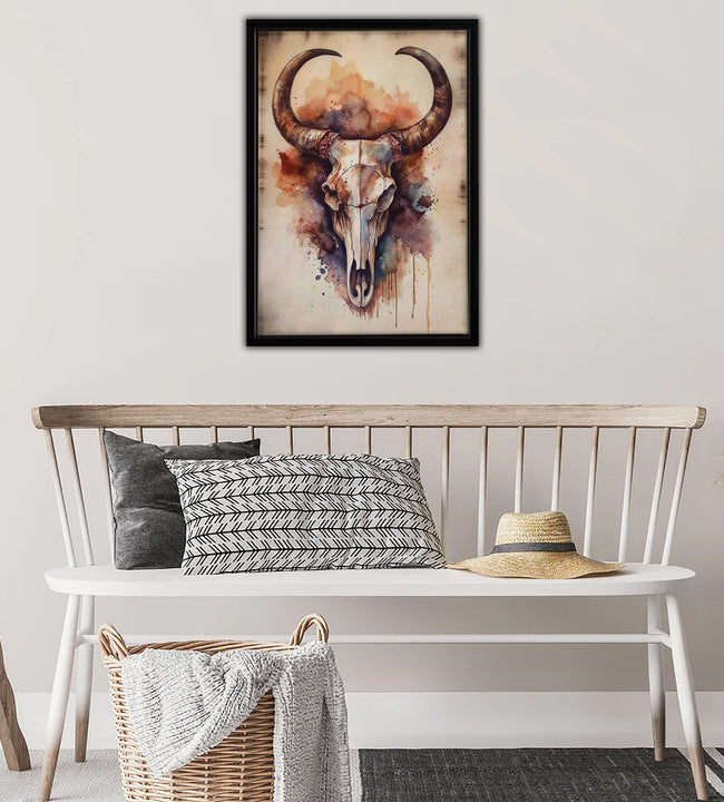 Bull Skull Framed Canvas