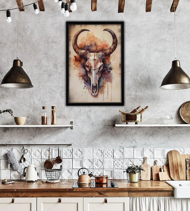 Bull Skull Framed Canvas