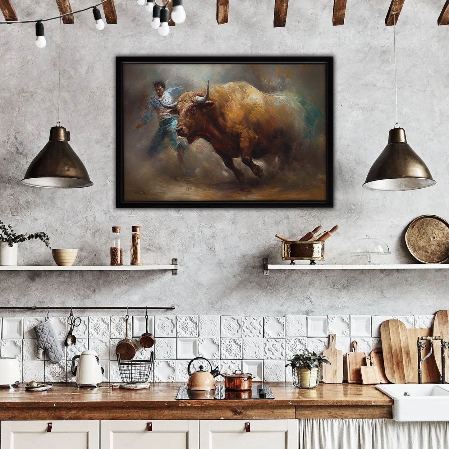 Bullfight Framed Canvas