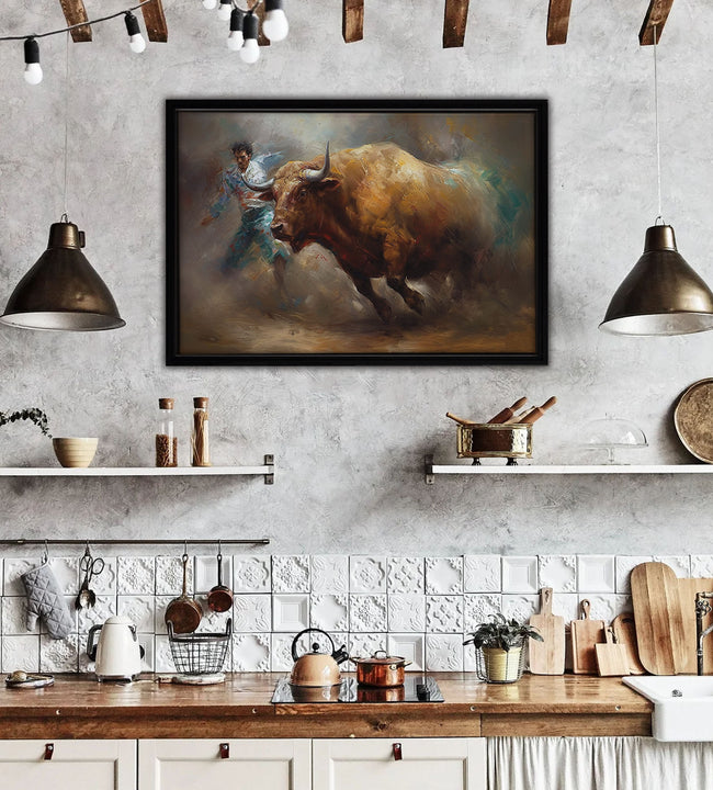 Bullfight Framed Canvas