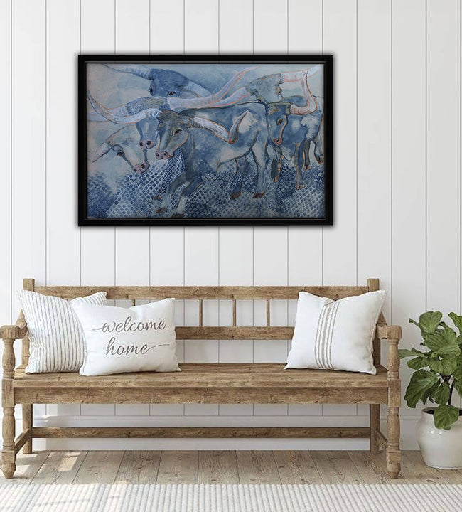 Cattle Drive Framed Canvas