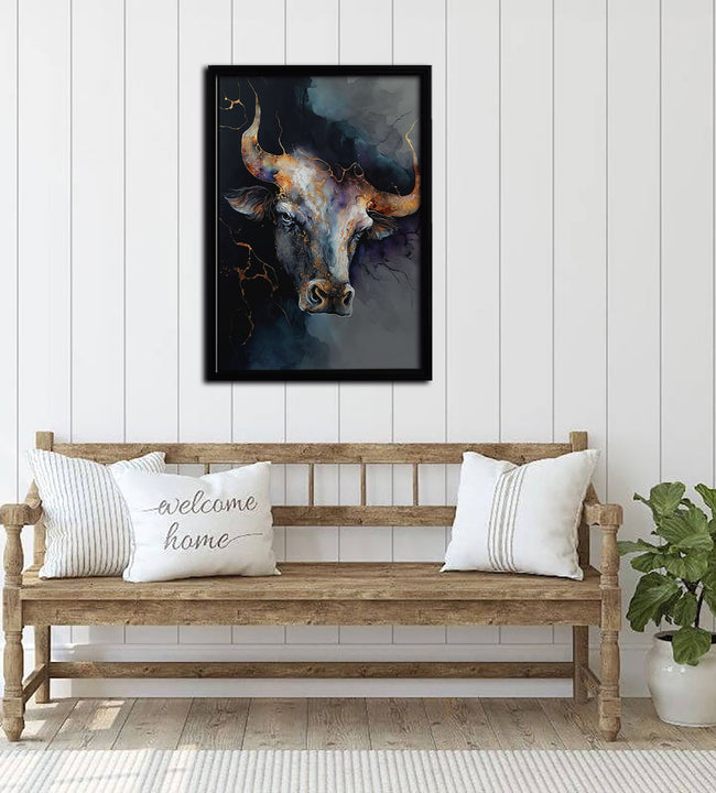 Gold Bull Framed Canvas