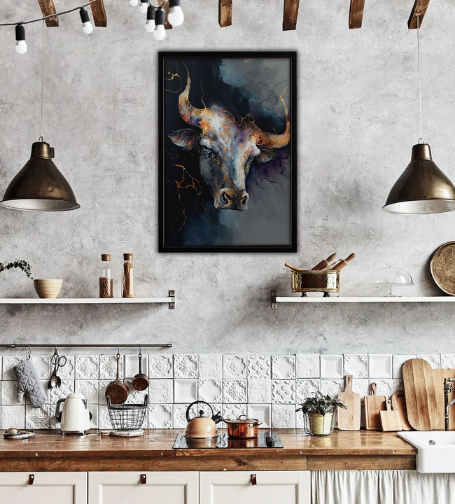 Gold Bull Framed Canvas