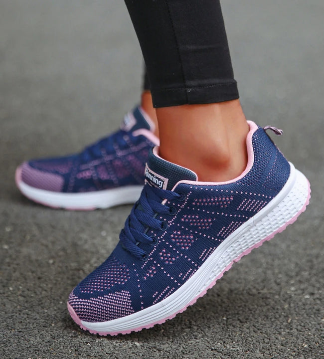 Women's Sneakers Fashion 2024 New Breathable Trainers Soft Women Sneakers Mesh Fabric Lace Up Shoes For Women Female Footwear