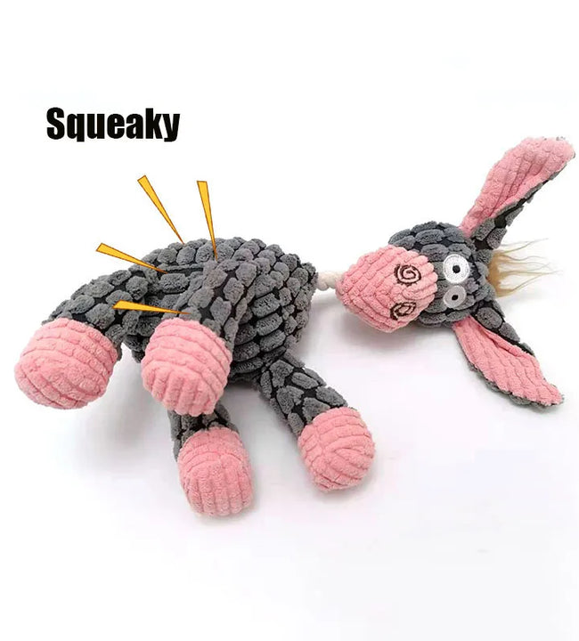 Fun Pet Toy Donkey Shape Corduroy Chew Toy For Dogs Puppy Squeaker Squeaky Plush Bone Molar Dog Toy Pet Training Dog Accessories