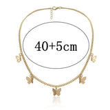 Clavicle Short Punk Gold Silver Color Butterfly Chain Necklace Gothic Jewelry Pendant Women's Girl Gift New Fashion Wholesale