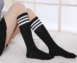 Women's Knee High Socks Streewear Harajuku Cheerleaders Black White Three-Line Striped Letter Fashion Dress Sock