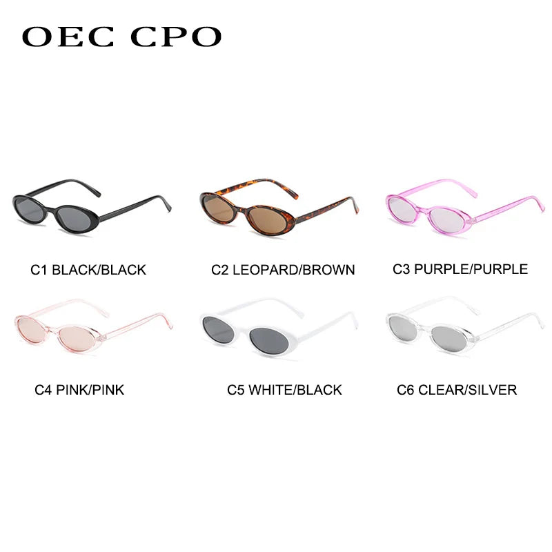 OEC CPO Sexy Small Oval Women's Sunglasses 2021 New Fashion Leopard Brown Hot Sun Glasses Female Retro Colorful Shade Eyeglass