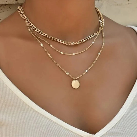 Vintage Necklace on Neck Gold Color Chain Women's Jewelry Layered Accessories Girls Clothing Aesthetic Gift Fashion Pendant 2024