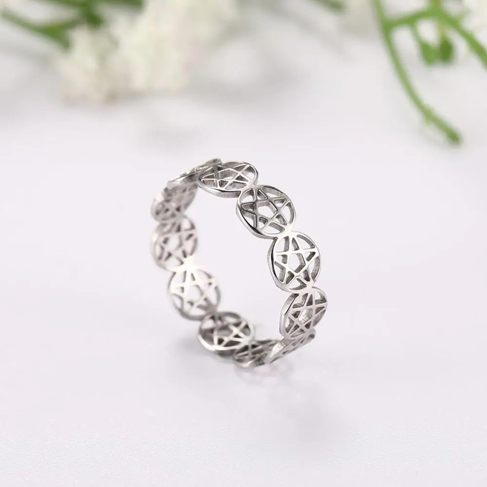 Skyrim Stainless Steel Women's Ring Simple Heart Butterfly Moon Phase Geometric Finger Rings Wedding Gift for Lover Wholesale