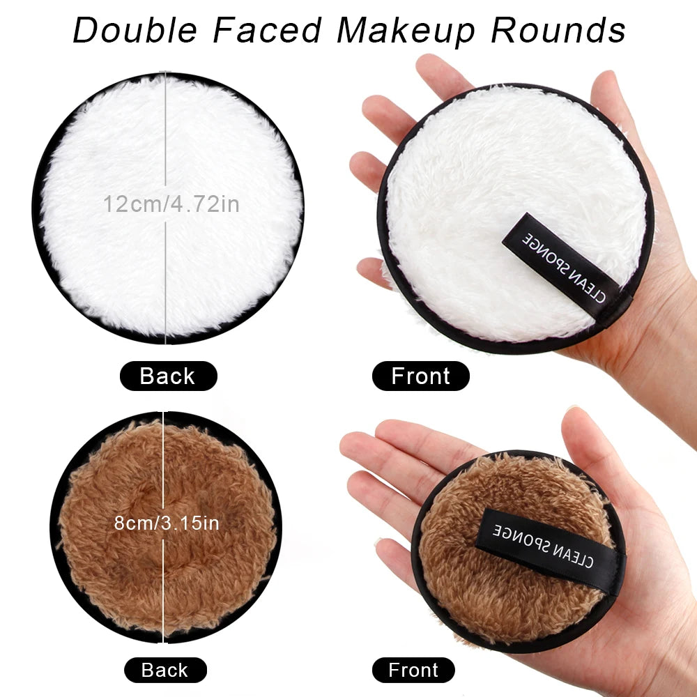 4Pcs Makeup Remover Wipes Reusable Discs Cotton Pads Microfiber Make Up Face Towel Cloth Washable Sponge Skin Care Cleaning Puff