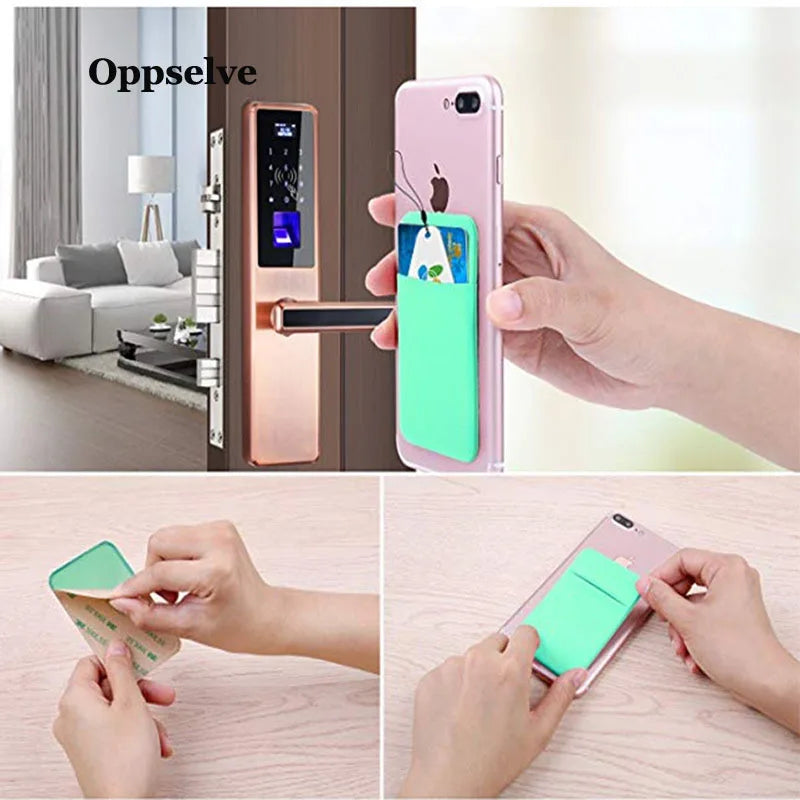 Business Credit Pocket Adhesive Fashion Cell Phone Holder Card Case Sticker Silicone Phone Pouch Case For iPhone Samsung Xiaomi