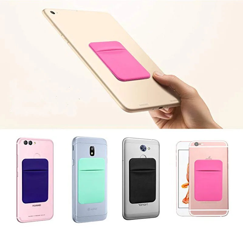 Business Credit Pocket Adhesive Fashion Cell Phone Holder Card Case Sticker Silicone Phone Pouch Case For iPhone Samsung Xiaomi