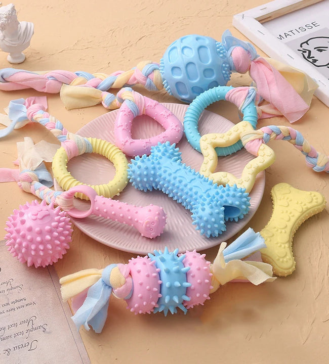 Pet Dog Toys For Small Dog Chews TPR Knot Toys Bite Resistant Molar Teeth Cleaning Dog Training Supplies Interactive Accessories