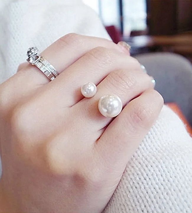 New Women's Rings Simulated Pearls Adjustable Anillos Fashion Jewelry Anel Wedding Engagement Finger Ring