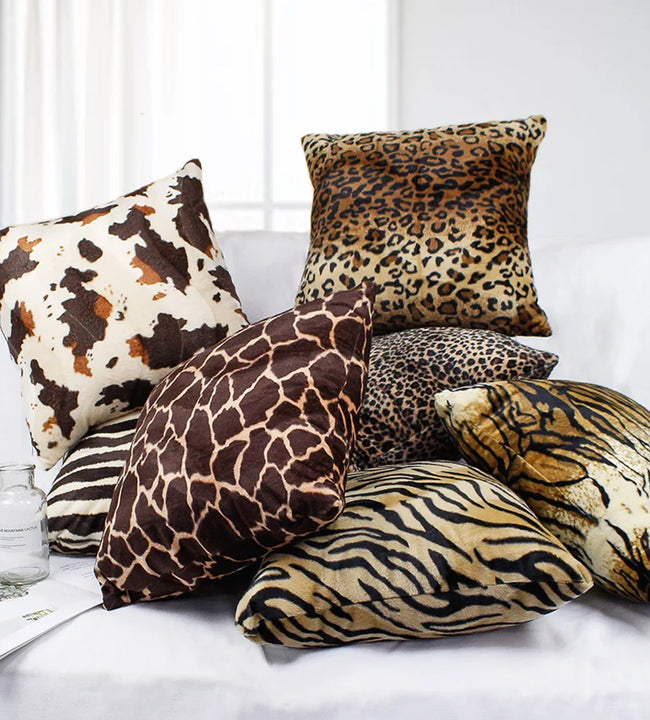 Faux Fur Leopard Print Pillow Case Soft Plush Throw Pillow Covers Decorative Luxury Cushion Cover for Sofa Bed Couch Home Decor