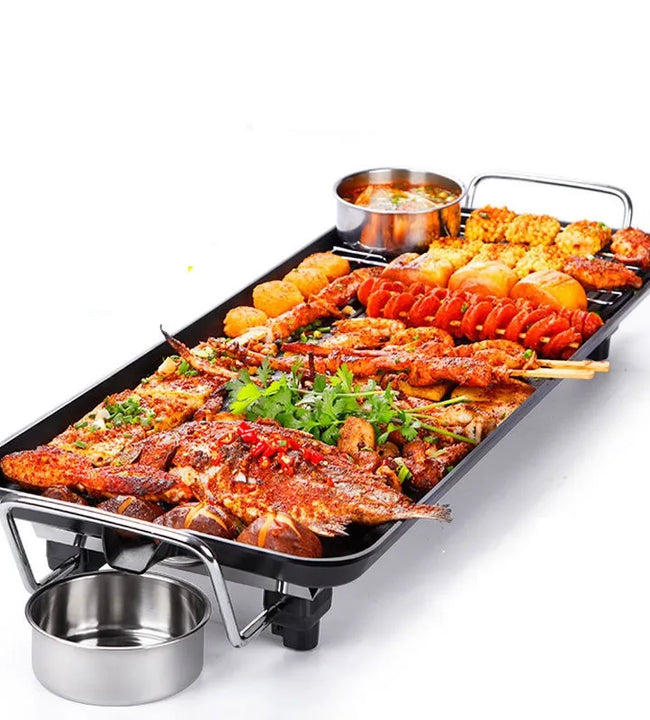 1300W Non Stick Electric BBQ Grill Smokeless Barbecue Machine 5-Level Adjustable Household Electric Grill Ovens Cooking Tools