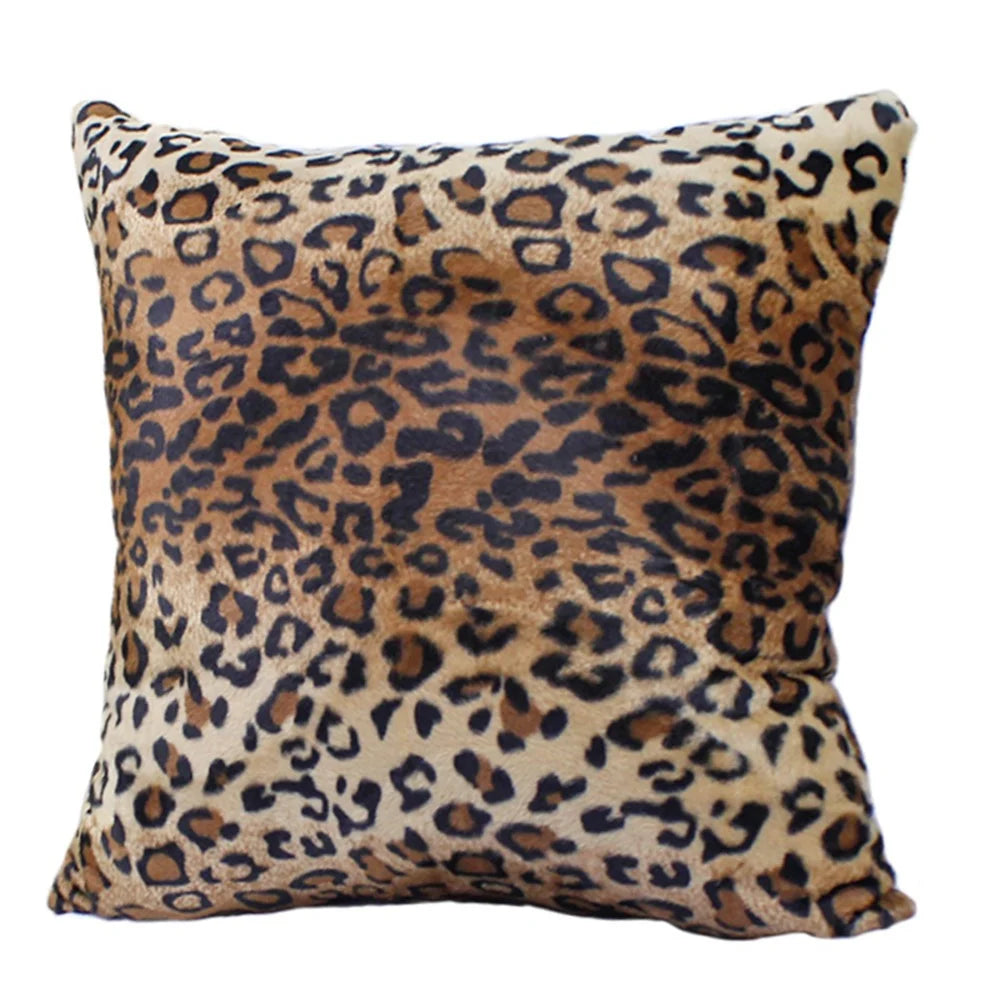 Faux Fur Leopard Print Pillow Case Soft Plush Throw Pillow Covers Decorative Luxury Cushion Cover for Sofa Bed Couch Home Decor