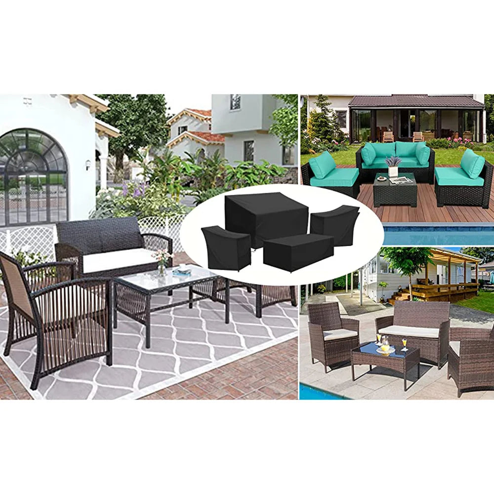 4 Piece  Wisteria Lane Patio Furniture Cover,  Waterproof and Heavy Duty Garden Furniture Cover Set Waterproof