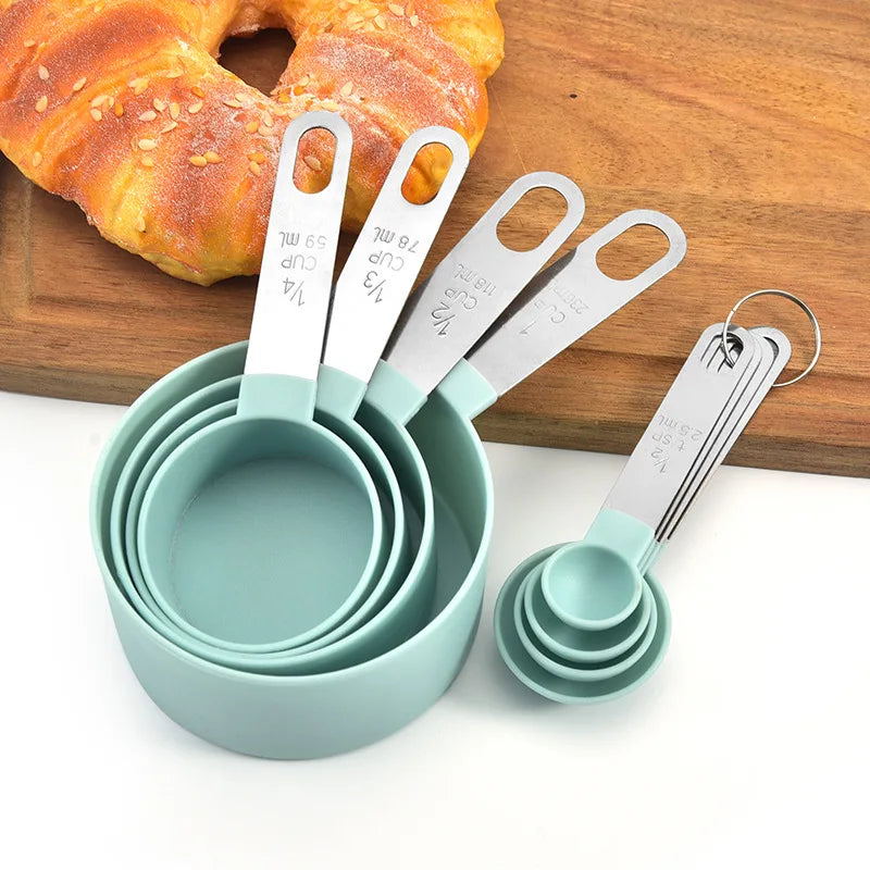 4PCS/Set Plastic Multi Purpose Measuring Cup Measuring Spoon Stainless Steel Handle With Graduated Measuring Baking Tools