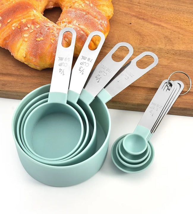 4PCS/Set Plastic Multi Purpose Measuring Cup Measuring Spoon Stainless Steel Handle With Graduated Measuring Baking Tools