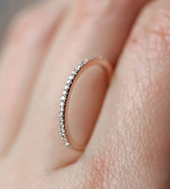 Tiny Delicate Micro Pave Zircon Rings For Women Trendy Chic Crystal Daily Dating Women's Stackable Ring Fashion Jewelry R133