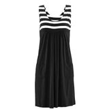 Fashion striped dress  summer dress  loose simple sleeveless dress women's clothing