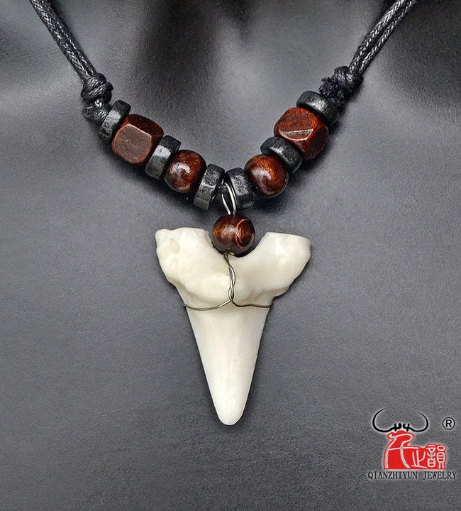 1PC Hawaii Surfer Jewelry Handmade Imitation Shark Teeth Pendant New Zealand Maori Tribal bone Choker WoMen's Men's Necklace