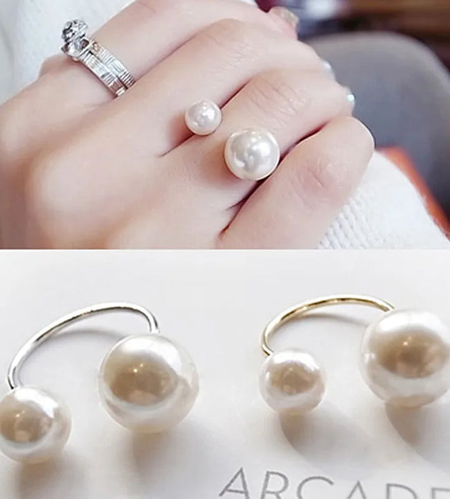 New Women's Rings Simulated Pearls Adjustable Anillos Fashion Jewelry Anel Wedding Engagement Finger Ring