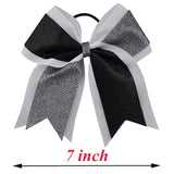 7 Inch Glitter Bling Large Cheerleading bows Bowknot Elastic Hair Band Kids Girls Children Bow Hair Accessories Boutique