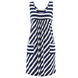 Fashion striped dress  summer dress  loose simple sleeveless dress women's clothing