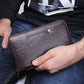 Genuine Leather Men Clutch Wallet  Brand Male Card Holder Long  Zipper Around Travel Purse With Passport Holder 6.5" Phone Case