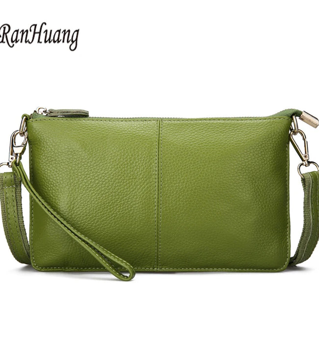 RanHuang Women Genuine Leather Day Clutches Candy Color Shoulder Bags Women's Fashion Crossbody Bags Small Clutch Bags