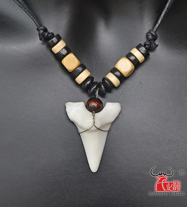 1PC Hawaii Surfer Jewelry Handmade Imitation Shark Teeth Pendant New Zealand Maori Tribal bone Choker WoMen's Men's Necklace