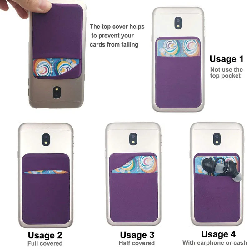 Business Credit Pocket Adhesive Fashion Cell Phone Holder Card Case Sticker Silicone Phone Pouch Case For iPhone Samsung Xiaomi