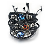 12 Zodiac Signs Constellation  Bracelet Men's and Women's Trend Multi-layer Woven Leather Couple Bracelet  Accessories