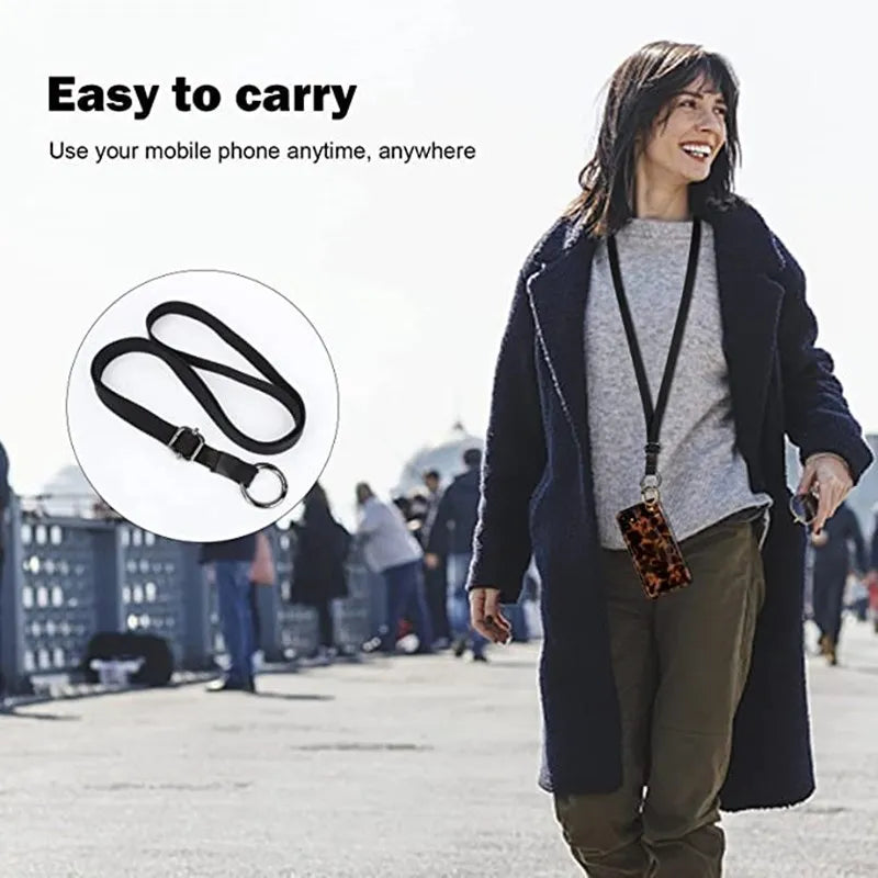 Universal Crossbody Patch Phone Lanyards Mobile Phone Strap Lanyard Adjustable Carabiner Rope Cell Phone Hanging Card Holder