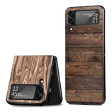 Texture Wood Case for Samsung Galaxy Z Flip3 Flip4 5G Black Hard Cell Phone Cover Z Flip 3 4 Luxury PC Shell Zflip3 Coque