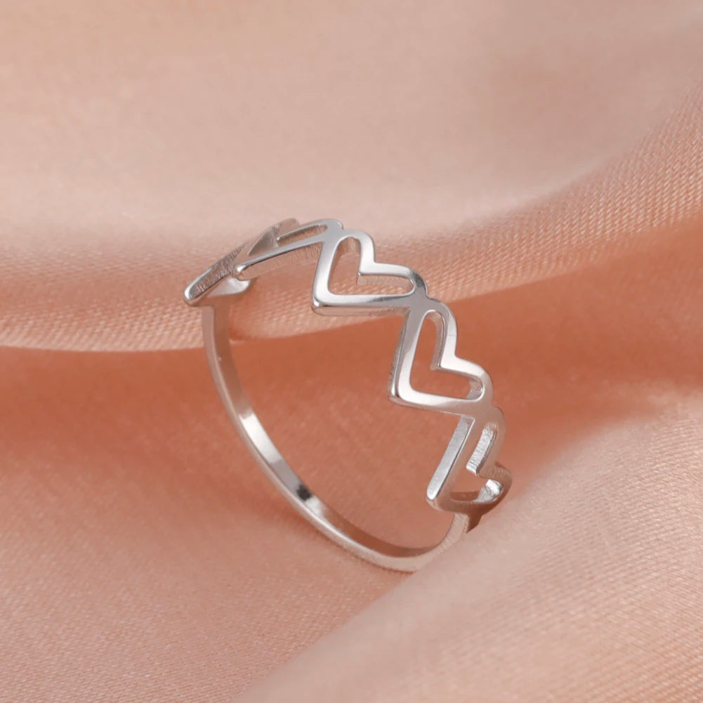 Skyrim Stainless Steel Women's Ring Simple Heart Butterfly Moon Phase Geometric Finger Rings Wedding Gift for Lover Wholesale