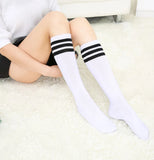 Women's Knee High Socks Streewear Harajuku Cheerleaders Black White Three-Line Striped Letter Fashion Dress Sock