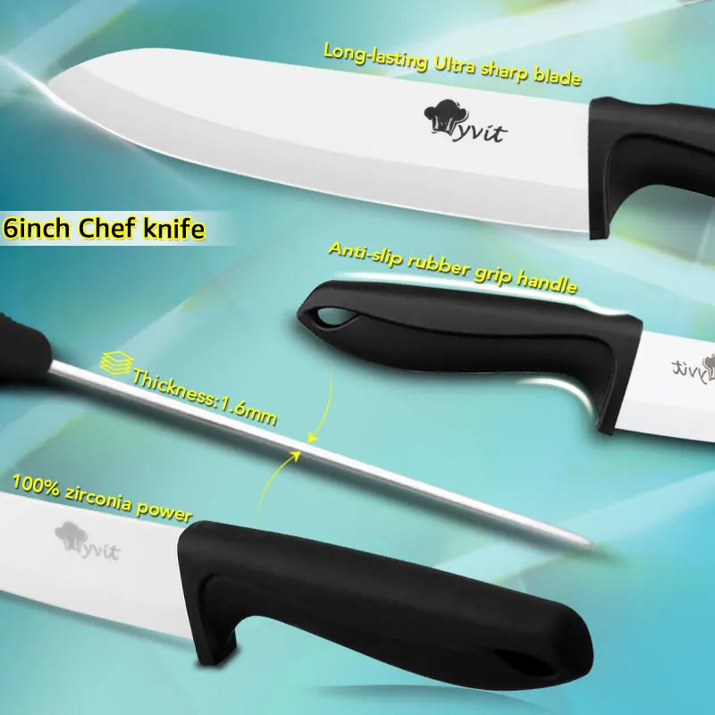 Ceramic Knives Kitchen knives 3 4 5 6 inch Chef knife Cook Set+peeler white zirconia blade Multi-color Handle High Quality